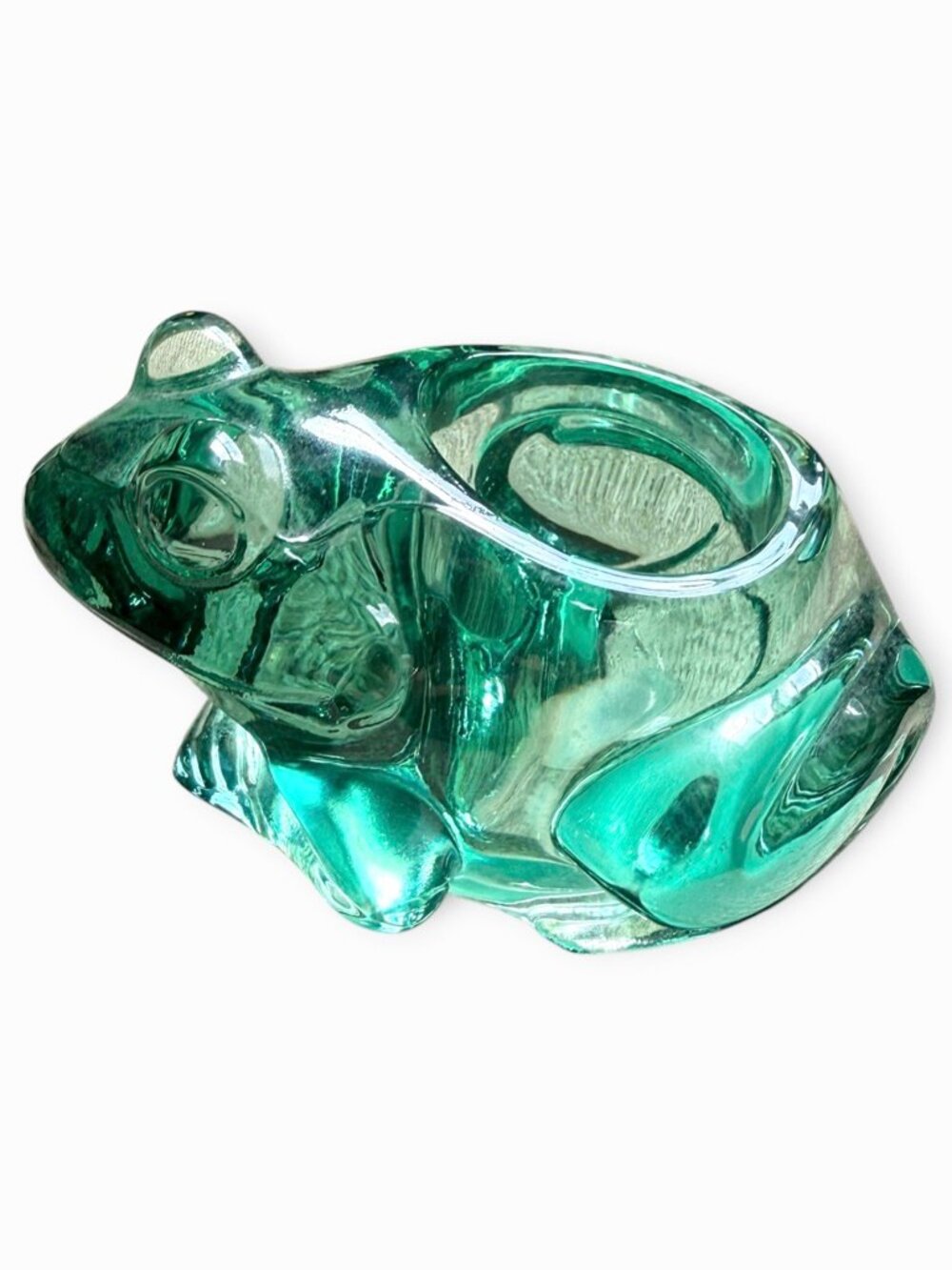 Vintage Indiana Glass Emerald Green Frog Votive Holder